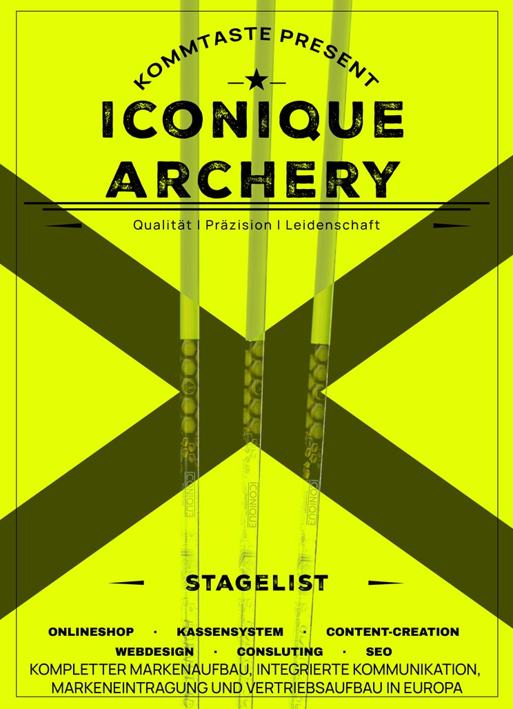 kompletter Markenaufbau Iconique Archery inklusive Content Creation, Webshop, SEO, Produktdesign