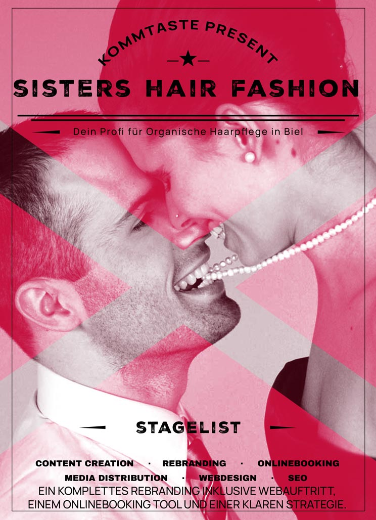 Kommtaste unterstützt Sisters Hair Fashion umfassend bei Content Creation, Rebranding, Webdesign, Consulting und SEO-Optimierung.
