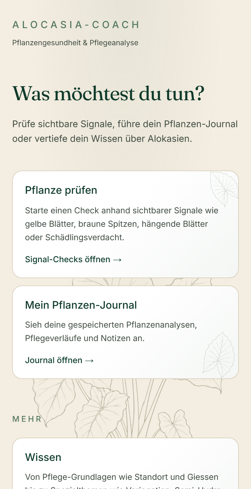 Alocasia Coach — Home – deine Pflanzen (iPhone)